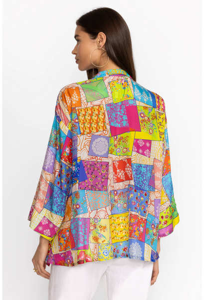 Johnny Was Multee Button Front Silk Blouse - Multicolor