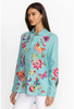 Image of Johnny Was Gracey Linen Button Front Embroidered Shirt - Marine Blue/Multicolor