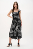 Image of Joseph Ribkoff Silky Knit Conversational Print Culotte Jumpsuit - Black/Vanilla
