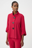 Image of Joseph Ribkoff Tulip Sleeve Three Button Trapeze Jacket - Deep Cherry