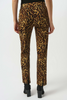 Image of Joseph Ribkoff Pull On Silky Knit Animal Print Straight Pant - Brown/Multicolor