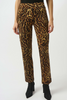Image of Joseph Ribkoff Pull On Silky Knit Animal Print Straight Pant - Brown/Multicolor