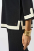 Image of Joseph Ribkoff Sweater Knit Color Block Top - Black/Vanilla