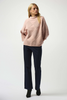 Image of Joseph Ribkoff Mock Neck Long Sleeve Diamond Pattern Knit Sweater - Rose Pink