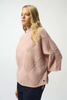 Image of Joseph Ribkoff Mock Neck Long Sleeve Diamond Pattern Knit Sweater - Rose Pink