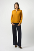 Image of Joseph Ribkoff Half-Zip Front Neckline Boxy Pull-Over Sweater - Medallion Gold