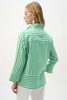 Image of Joseph Ribkoff Woven Stripe Print Button Front Memory Wire Collar Shirt/Jacket - Green/White