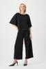 Image of Joseph Ribkoff Wide Leg Silky Knit Pearl Trim Pull-On Pant - Black