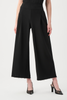 Image of Joseph Ribkoff Wide Leg Silky Knit Pearl Trim Pull-On Pant - Black