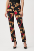 Image of Joseph Ribkoff Silky Knit Abstract Print Straight Leg Pull-On Pant - Black/Multicolor