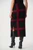 Image of Joseph Ribkoff Brushed Viscose Knit Midi Skirt - Black/Deep Cherry Red