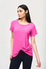 Image of Joseph Ribkoff Front Knot Detail Top - Ultra Pink