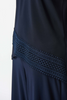 Image of Joseph Ribkoff Guipure Trim Hi/Low Dolman Sleeve Silky Knit Top - Midnight *Take 25% Off*