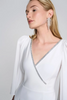 Image of Joseph Ribkoff Rhinestone Embellished Surplice Georgette Batwing Sleeve Dress - Vanilla