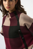 Image of Joseph Ribkoff Plaid Jacquard Sweater Knit Top - Merlot/Multicolor