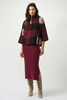 Image of Joseph Ribkoff Plaid Jacquard Sweater Knit Top - Merlot/Multicolor
