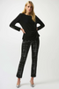 Image of Joseph Ribkoff Silky Knit Fitted Top with Pearl Sleeve Detail - Black