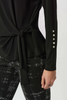 Image of Joseph Ribkoff Silky Knit Fitted Top with Pearl Sleeve Detail - Black