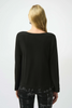 Image of Joseph Ribkoff Silky Knit Fitted Top with Pearl Sleeve Detail - Black
