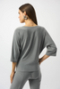 Image of Joseph Ribkoff Melange Silky Knit Boxy Top with Knot Detail - Silver