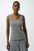 Image of Joseph Ribkoff Melange Silky Knit Square Neck Fitted Camisole - Silver