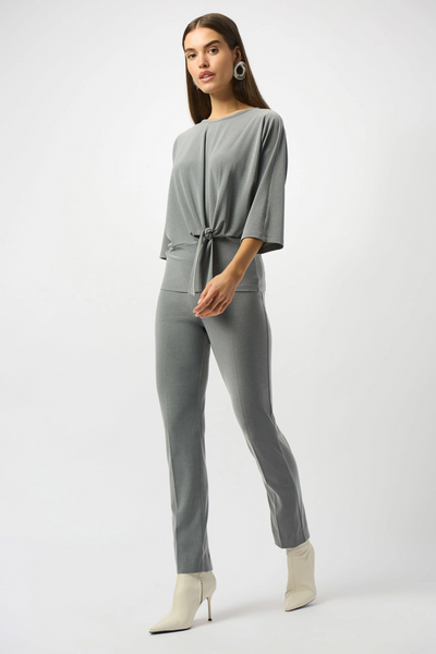 Joseph Ribkoff Melange Silky Knit Straight Leg Pull-On Pants - Silver