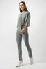 Image of Joseph Ribkoff Melange Silky Knit Straight Leg Pull-On Pants - Silver