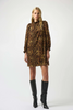 Image of Joseph Ribkoff Recycled Georgette Animal Print Trapeze Dress - Black/Brown