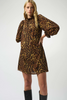 Image of Joseph Ribkoff Recycled Georgette Animal Print Trapeze Dress - Black/Brown