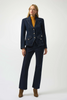 Image of Joseph Ribkoff Stretch Denim Fitted Blazer with Gold Buttons - Indigo