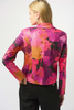 Image of Joseph Ribkoff Foiled Vegan Leather Abstract Print Fitted Jacket - Black/Multicolor