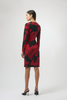 Image of Joseph Ribkoff Silky Knit Abstract Floral Print Dress - Black/Red