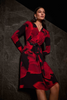 Image of Joseph Ribkoff Silky Knit Abstract Floral Print Dress - Black/Red