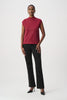 Image of Joseph Ribkoff Embellished Sparkly Sleeveless Sweater - Deep Cherry