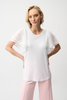 Image of Joseph Ribkoff Silky Knit Straight Top With Mesh Bell Sleeves - Vanilla