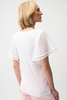 Image of Joseph Ribkoff Silky Knit Straight Top With Mesh Bell Sleeves - Vanilla