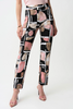 Image of Joseph Ribkoff Silky Knit Abstract Print Straight Pull On Pant - Black/Multicolor