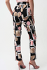 Image of Joseph Ribkoff Silky Knit Abstract Print Straight Pull On Pant - Black/Multicolor