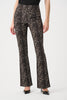Image of Joseph Ribkoff Woven Jacquard Animal Print Flare Pull-On Pants - Black/Multi