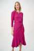 Image of Joseph Ribkoff Trumpet Dress with Satin Sash - Deep Magenta
