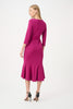 Image of Joseph Ribkoff Trumpet Dress with Satin Sash - Deep Magenta