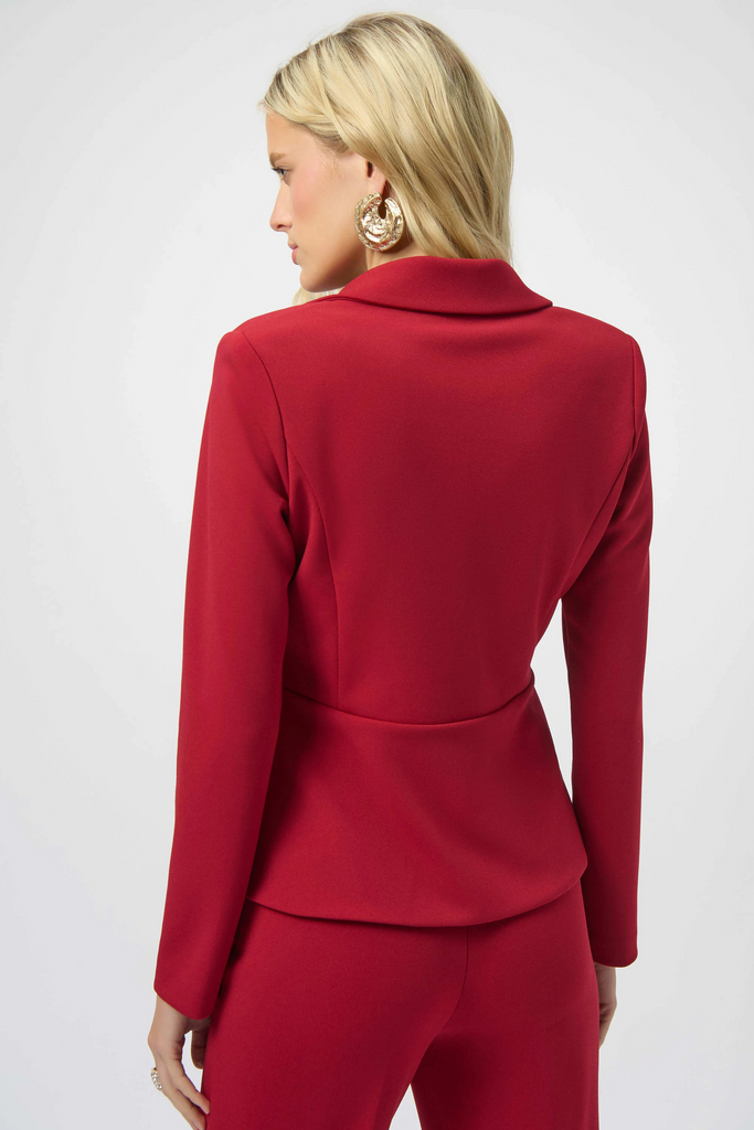Joseph Ribkoff Scuba Crepe Peplum Blazer - Deep Cherry