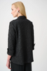 Image of Joseph Ribkoff Textured Lurex Jacquard Single Button Trapeze Jacket - Black