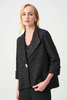 Image of Joseph Ribkoff Textured Lurex Jacquard Single Button Trapeze Jacket - Black