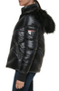 Image of Karl Lagerfeld Paris Aprés Ski Faux Fur Trim Hood Water Resistant Chevron Puffer Jacket - Black