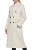 Image of Karl Lagerfeld Paris Double Breasted Wool Blend Midi Coat - White