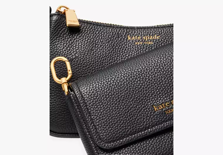 Kate Spade Double Up Pebbled Leather Crossbody Bag - Black