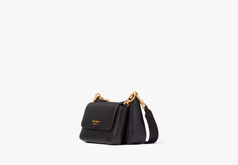 Kate Spade Double Up Pebbled Leather Crossbody Bag - Black
