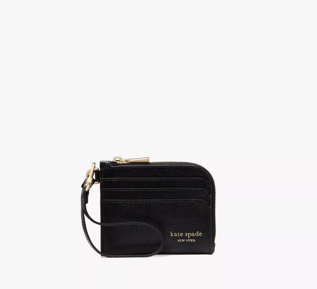 Kate Spade Devin Card Case Saffiano Leather Wristlet - Black
