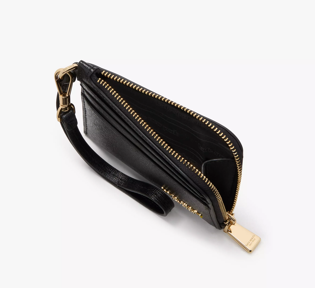 Kate Spade Devin Card Case Saffiano Leather Wristlet - Black